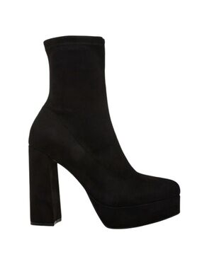 Madden Girl Women's Velvet Black Platform Bootie - Stretch Knit Ankle Boot